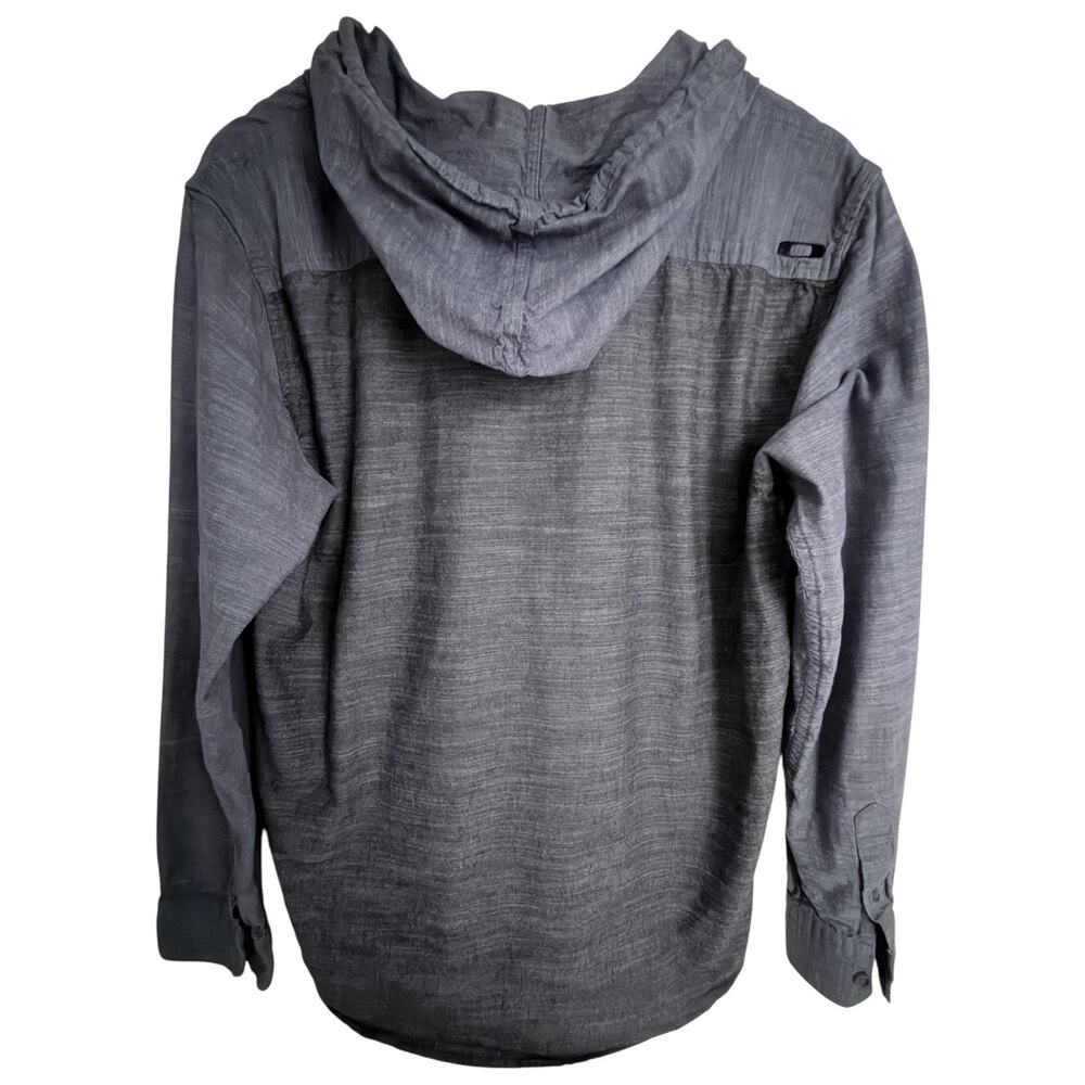 Oakley Hooded Button Front Long Sleeve Shirt Mens Medium Gray - Picture 2 of 4